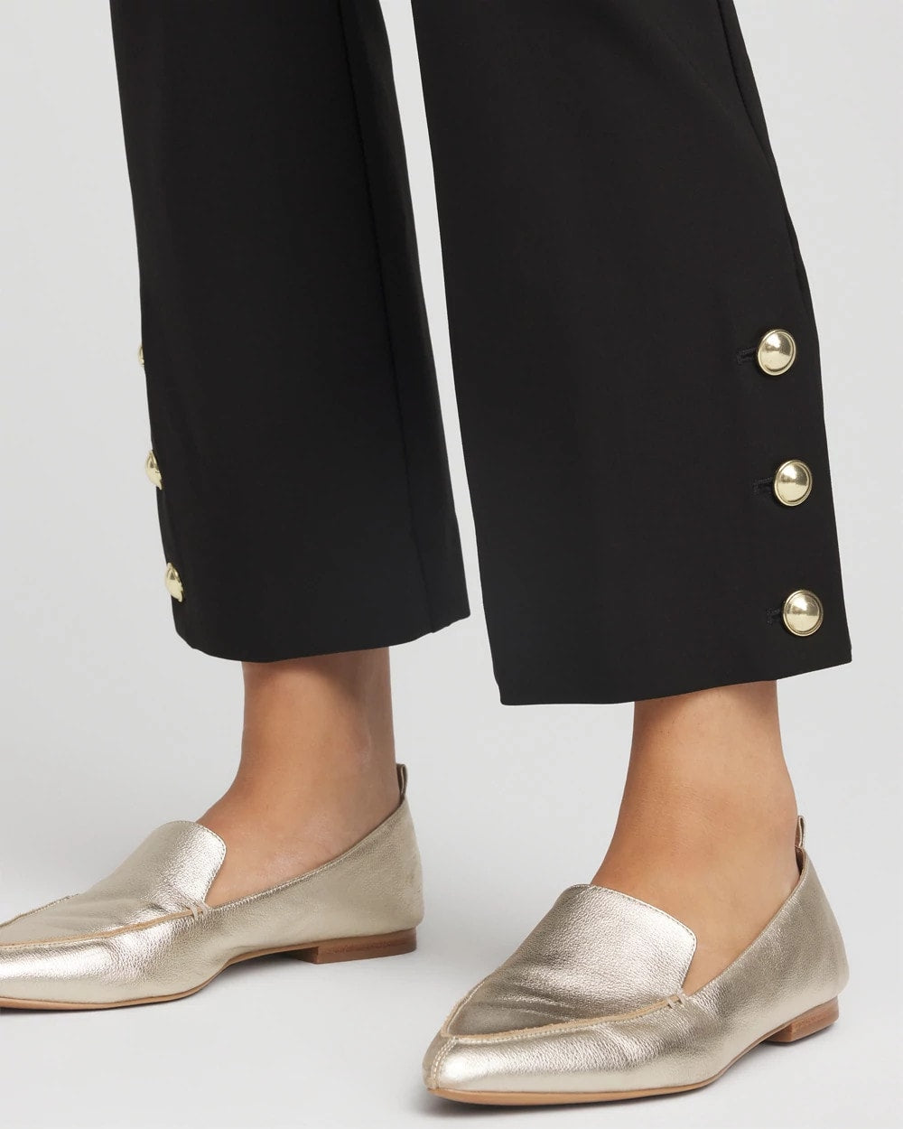 Bi-Stretch Flared Button-Hem Cropped Pants Black - Chico's