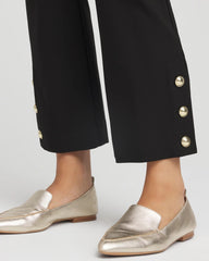 Bi-Stretch Flared Button-Hem Cropped Pants Black - Chico's