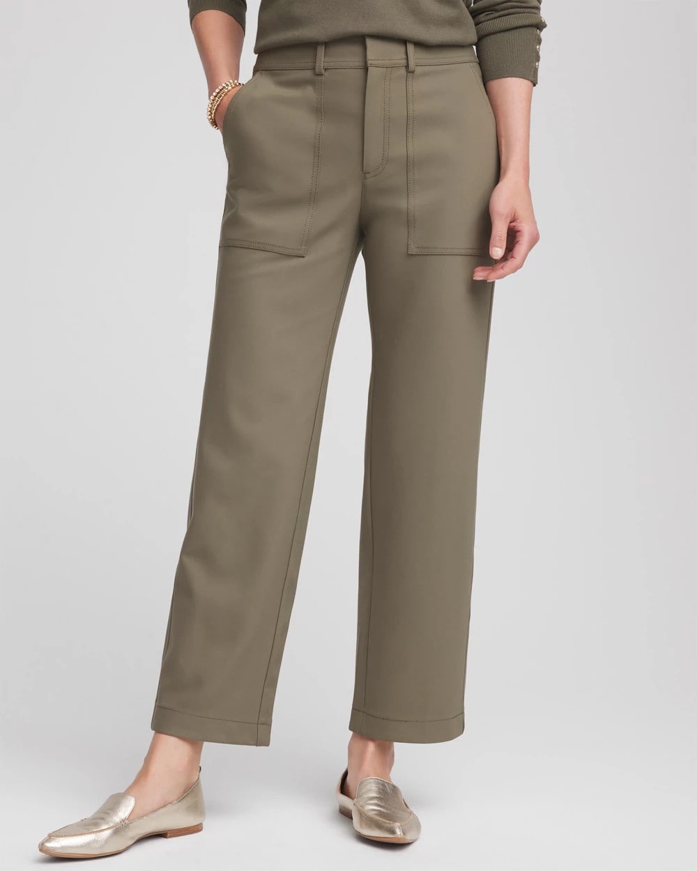 Petite Bi-Stretch Straight Ankle Pants Nettle Leaf - Chico's