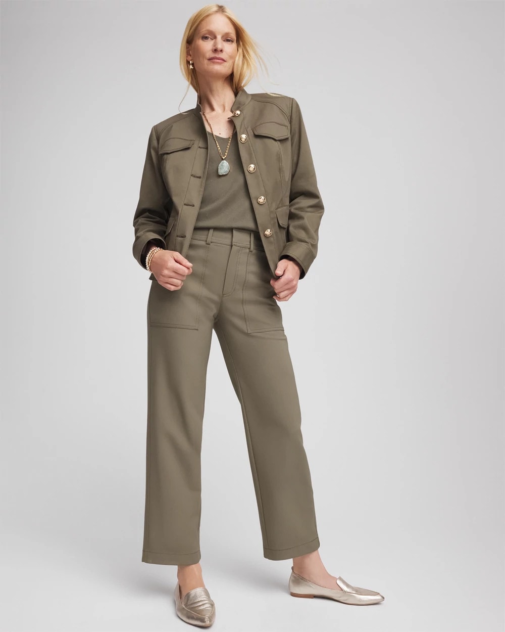 Petite Bi-Stretch Straight Ankle Pants Nettle Leaf - Chico's