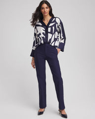 Cotton Straight-Leg Trousers Passport Blue - Chico's
