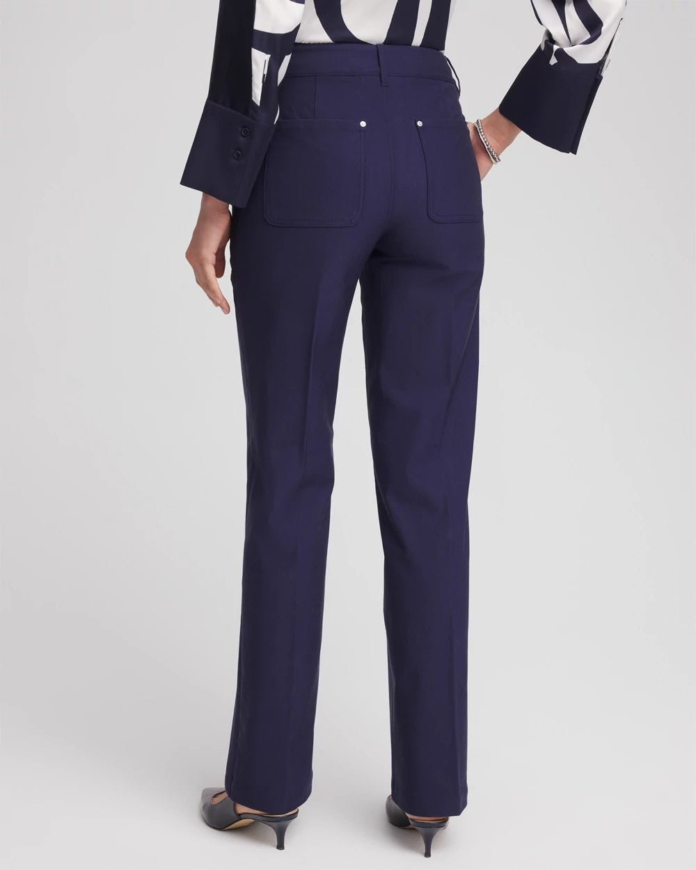 Cotton Straight-Leg Trousers Passport Blue - Chico's