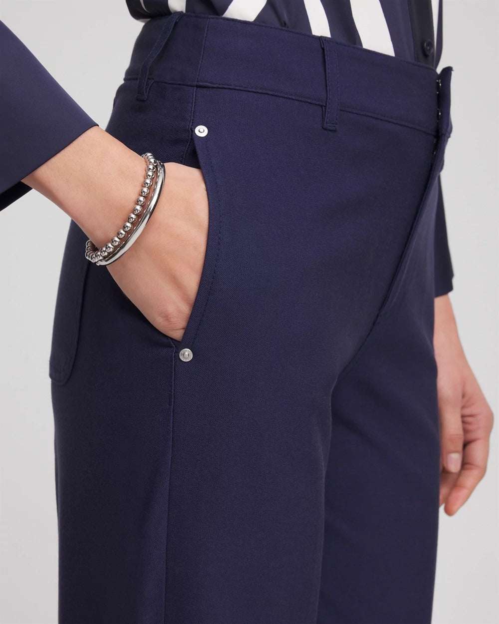 Cotton Straight-Leg Trousers Passport Blue - Chico's