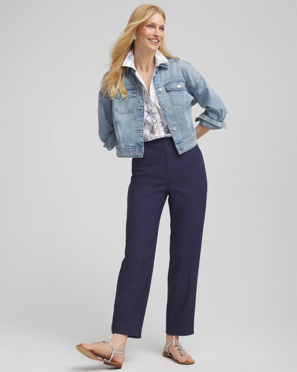 Fly Front Ankle Pants Passport Blue - Chico's