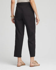 Poplin Pull-On Tapered-Leg Cropped Pants Black - Chico's