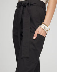 Poplin Pull-On Tapered-Leg Cropped Pants Black - Chico's