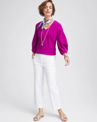 Striped Straight-Leg Cropped Pants Alabaster - Chico's