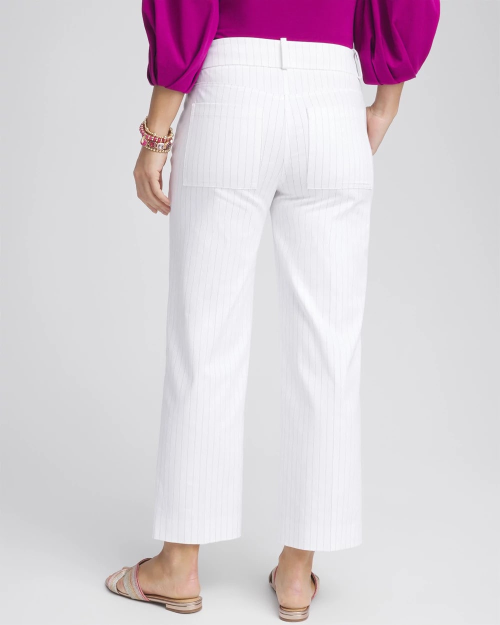 Striped Straight-Leg Cropped Pants Alabaster - Chico's