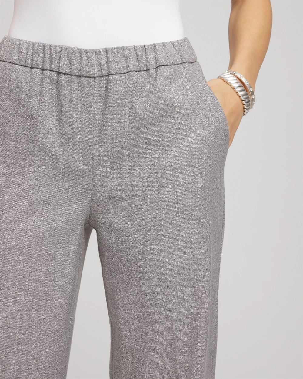 Shimmer Straight Tapered Ankle Pants Silver - Chico's