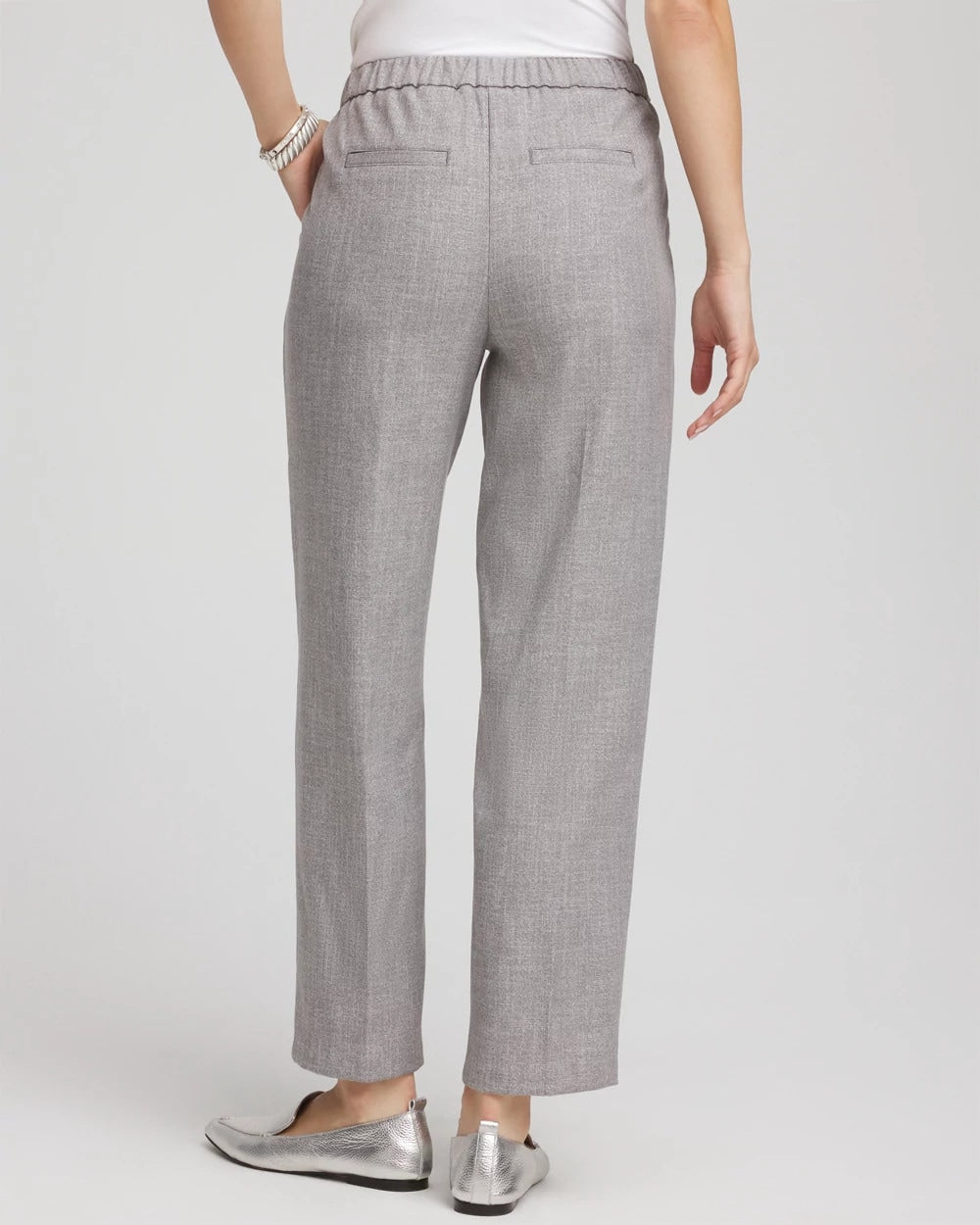Shimmer Straight Tapered Ankle Pants Silver - Chico's