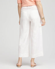 Linen Cargo Wide-Leg Cropped Pants Alabaster - Chico's