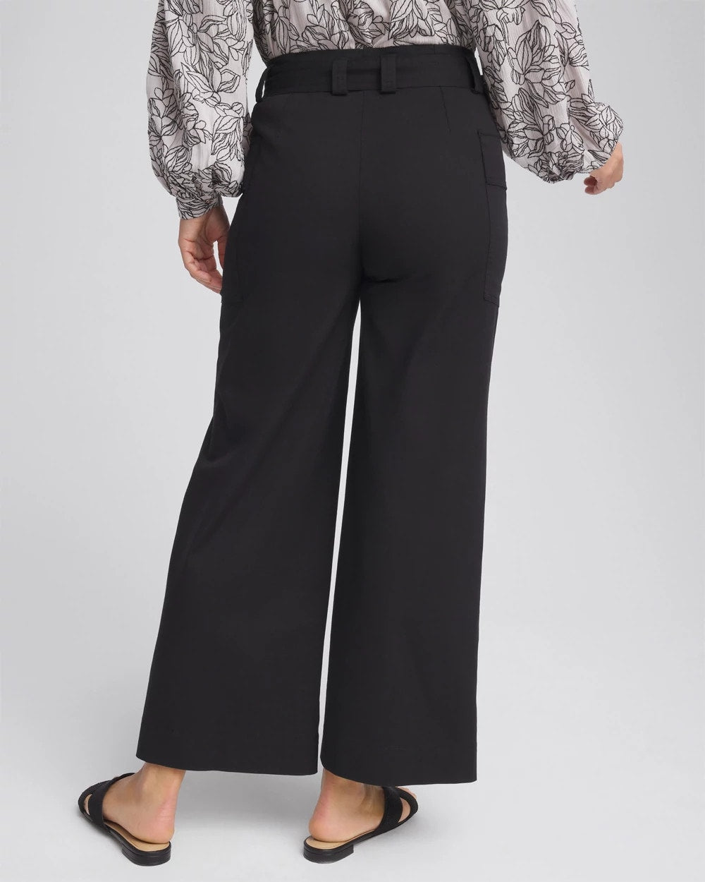 Belted Twill Utility Cropped Pants Black - Chico's