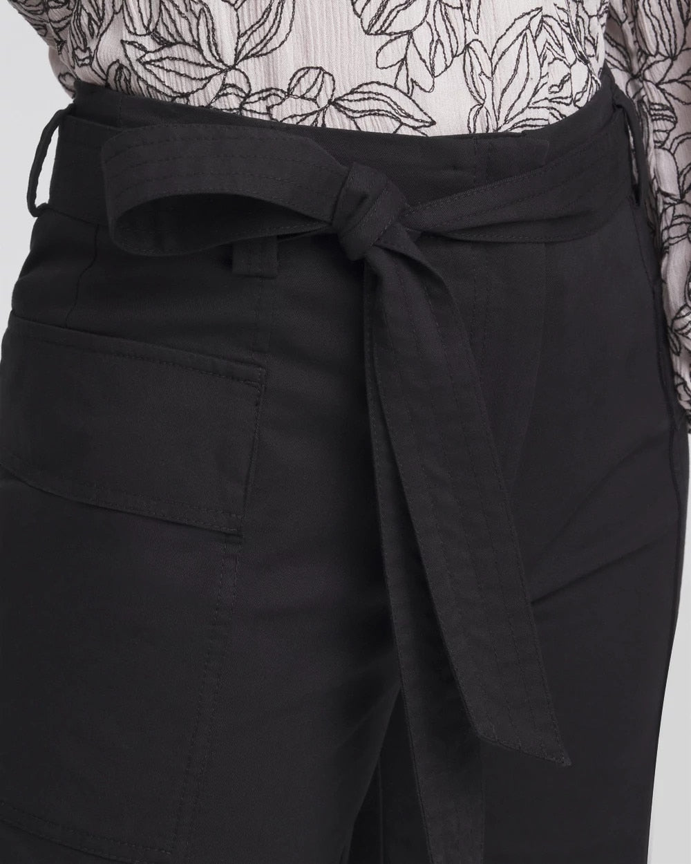 Belted Twill Utility Cropped Pants Black - Chico's
