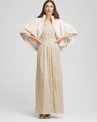 Metallic Knit Pleated Maxi Dress Gold - Chico's