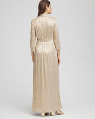 Metallic Knit Pleated Maxi Dress Gold - Chico's