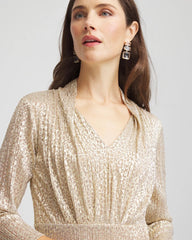 Metallic Knit Pleated Maxi Dress Gold - Chico's