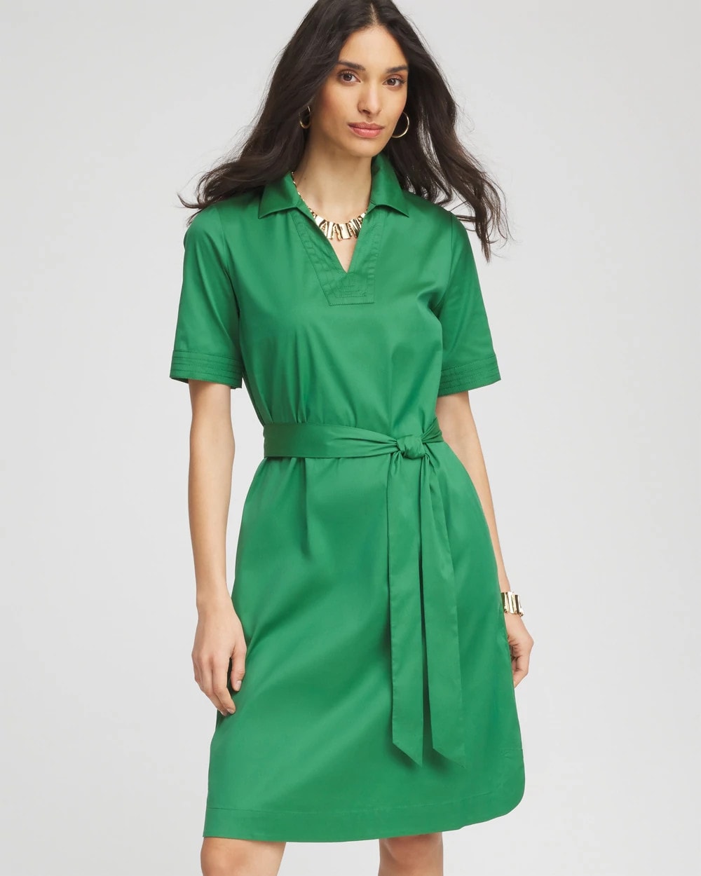 Shirttail Hem Popover Dress Jardin Green - Chico's