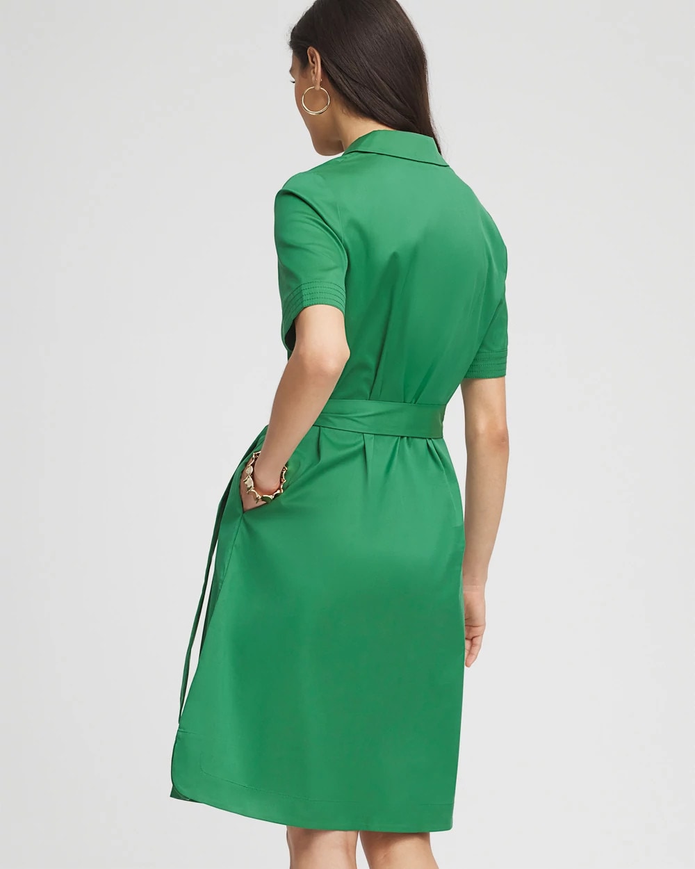 Shirttail Hem Popover Dress Jardin Green - Chico's