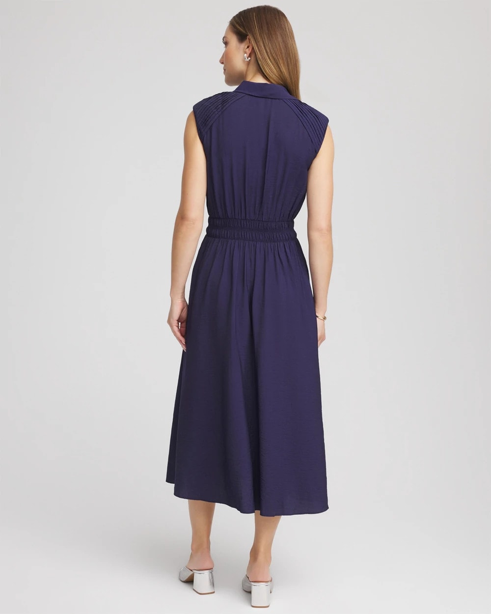 Smocked-Waist Shirtdress Passport Blue - Chico's