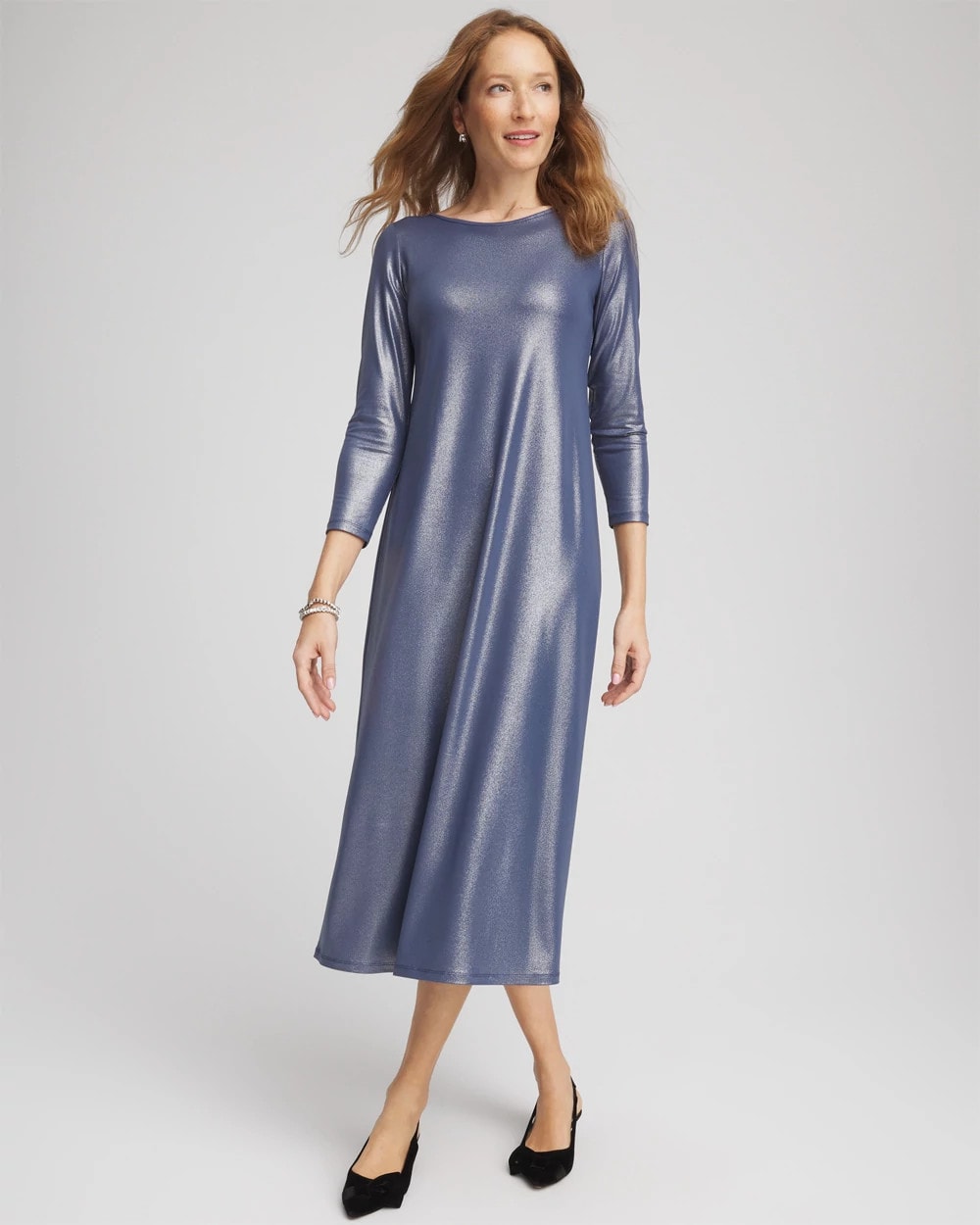 Foiled Jersey Knit Maxi Dress Indigo Sky - Chico's