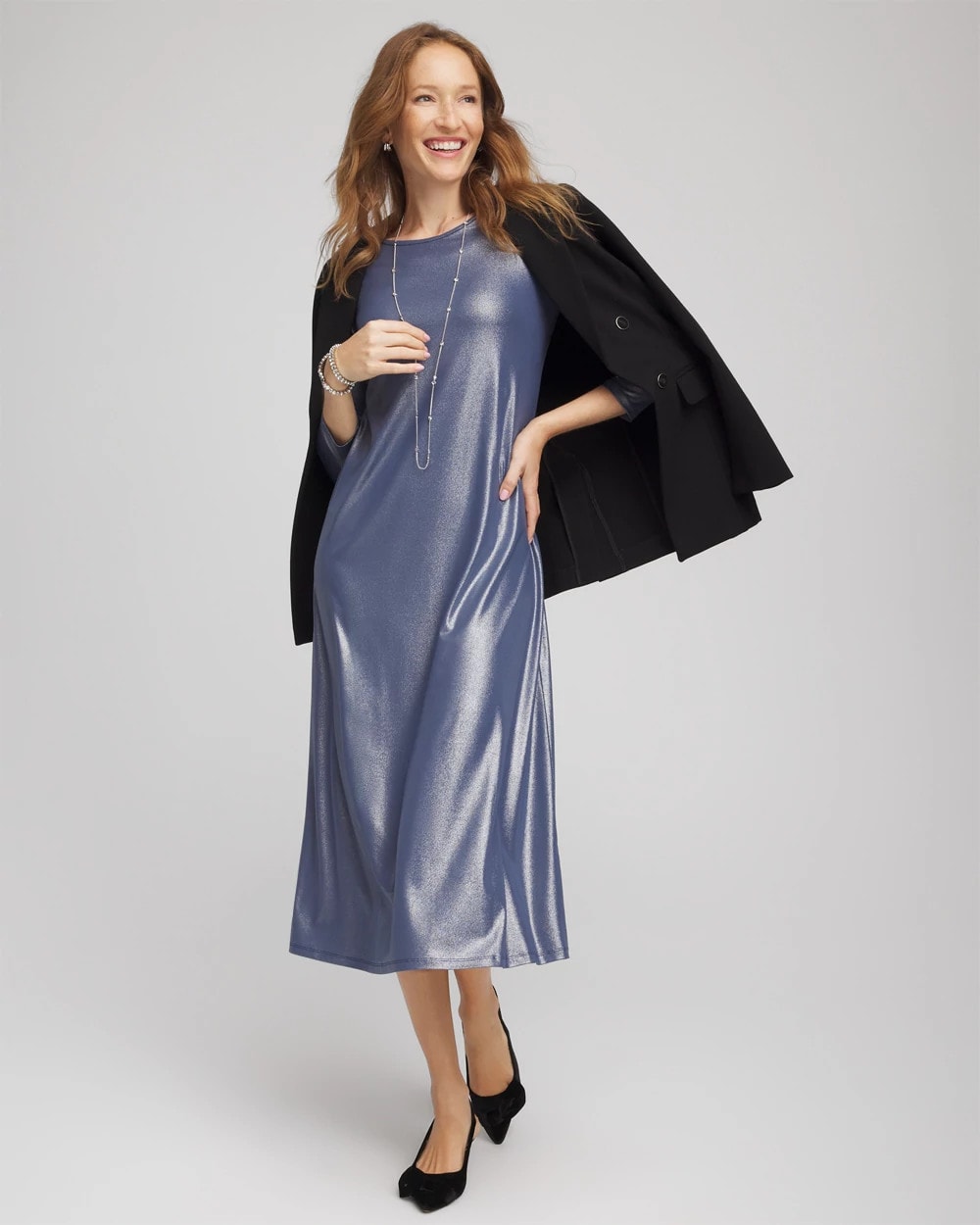 Foiled Jersey Knit Maxi Dress Indigo Sky - Chico's