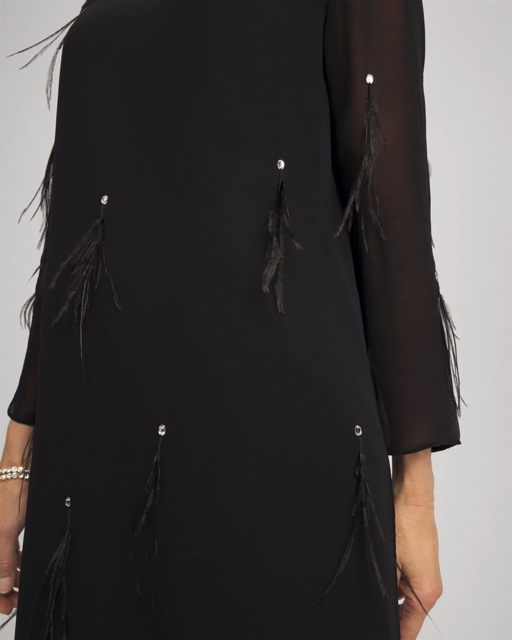 Feathered Georgette Popover Dress Black - Chico's