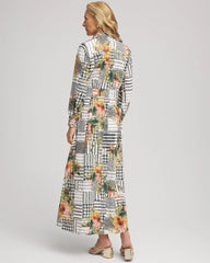 Artisanal Floral Print  Maxi Shirtdress Ecru - Chico's