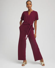 Belted Dolman-Sleeve Jumpsuit Deep Chianti - Chico's