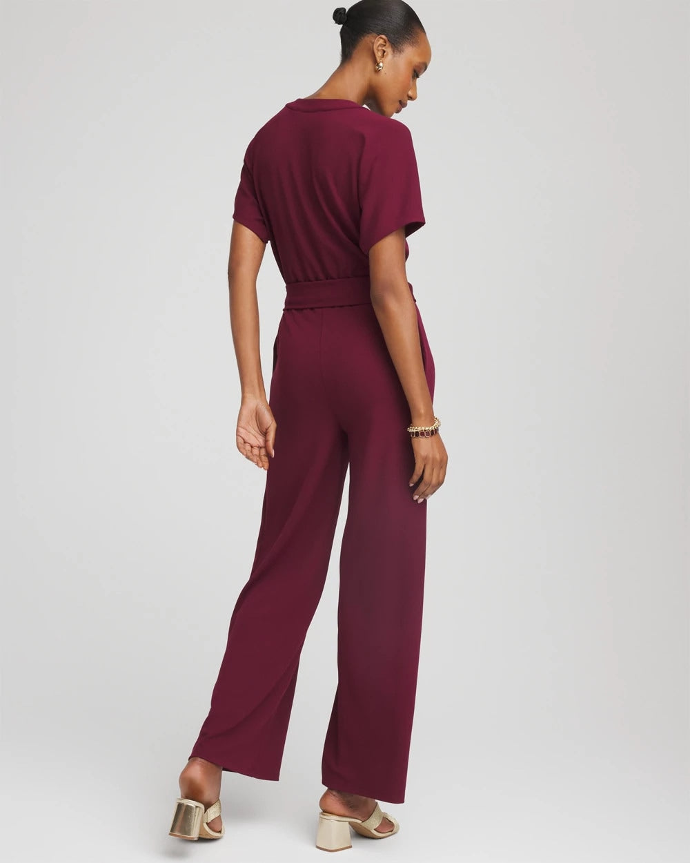 Belted Dolman-Sleeve Jumpsuit Deep Chianti - Chico's