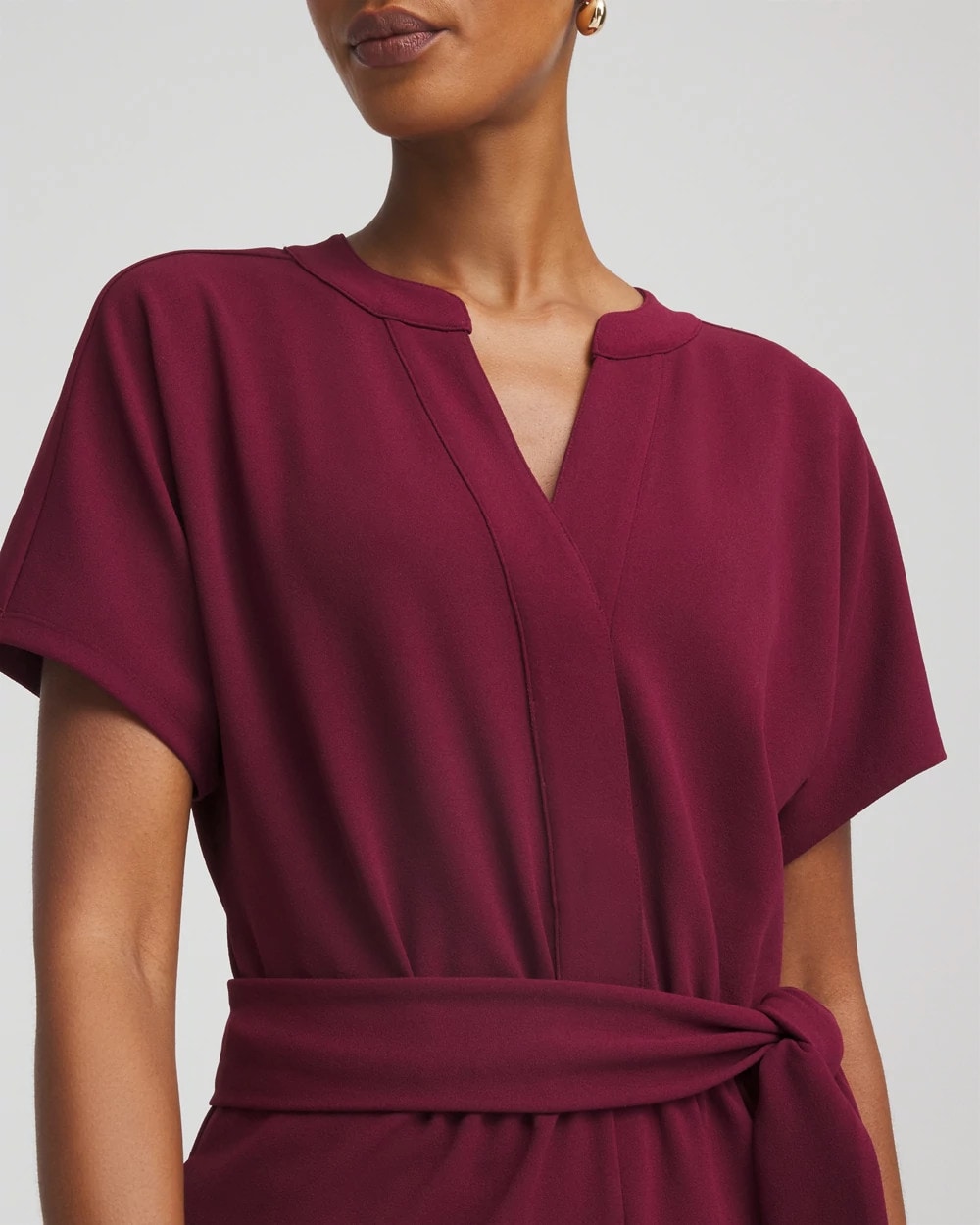 Belted Dolman-Sleeve Jumpsuit Deep Chianti - Chico's
