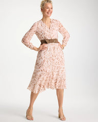 Cheetah Georgette Tie Shirtdress Sweet Blossom - Chico's
