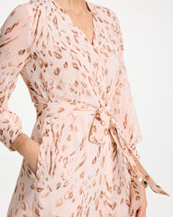 Cheetah Georgette Tie Shirtdress Sweet Blossom - Chico's