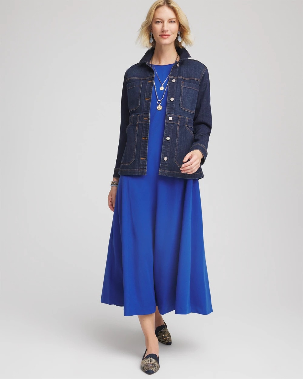 Seamed Crepe Maxi Dress Cobalt Stone - Chico's