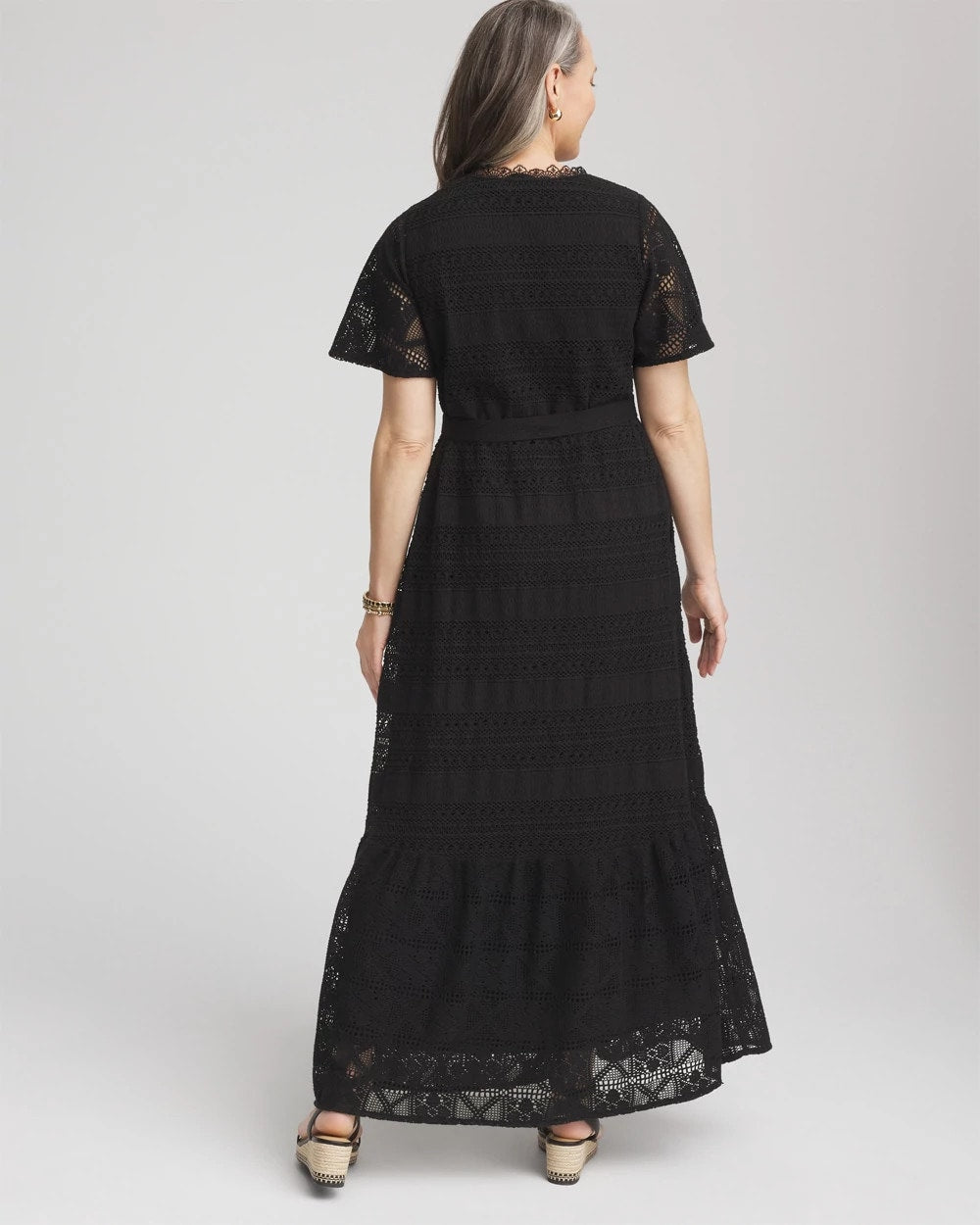 Petite Crochet-Lace Maxi Dress Black - Chico's