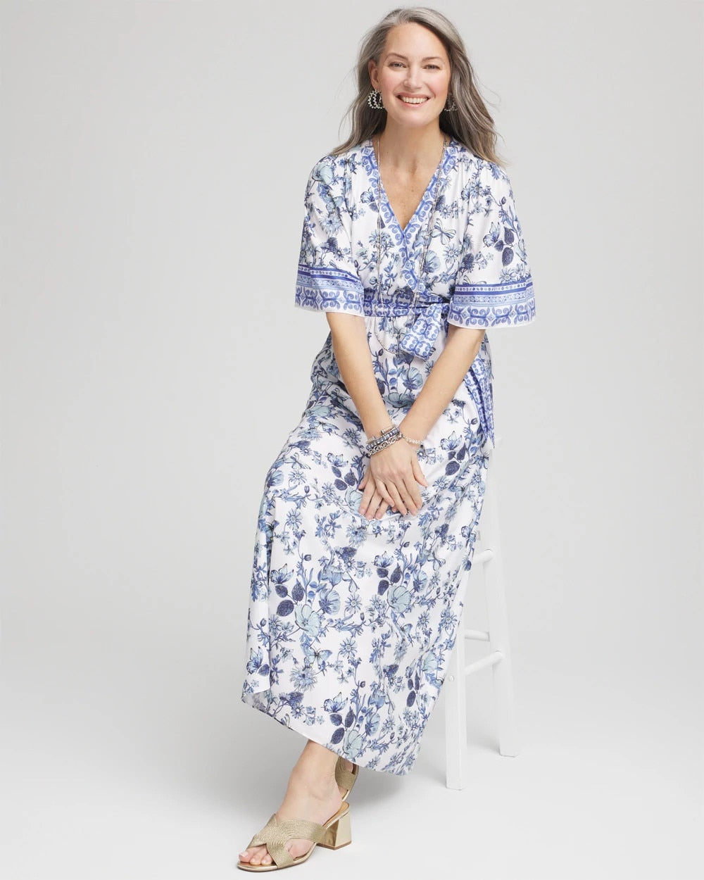 Surplice Matte Satin Maxi Dress Alabaster - Chico's