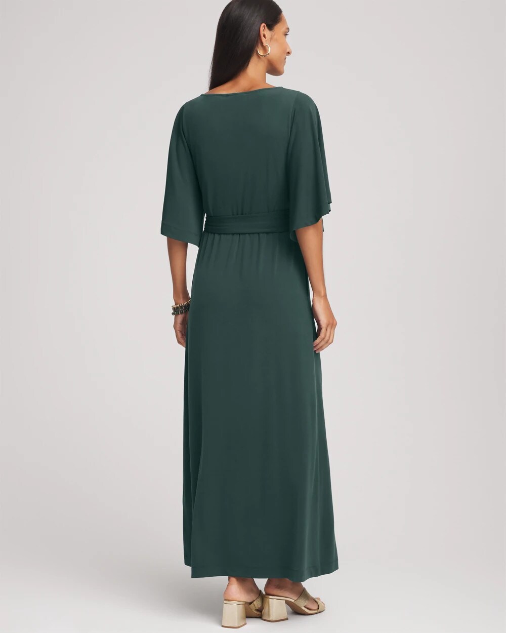 Belted Flutter-Sleeve Maxi Dress Darkest Spruce - Chico's