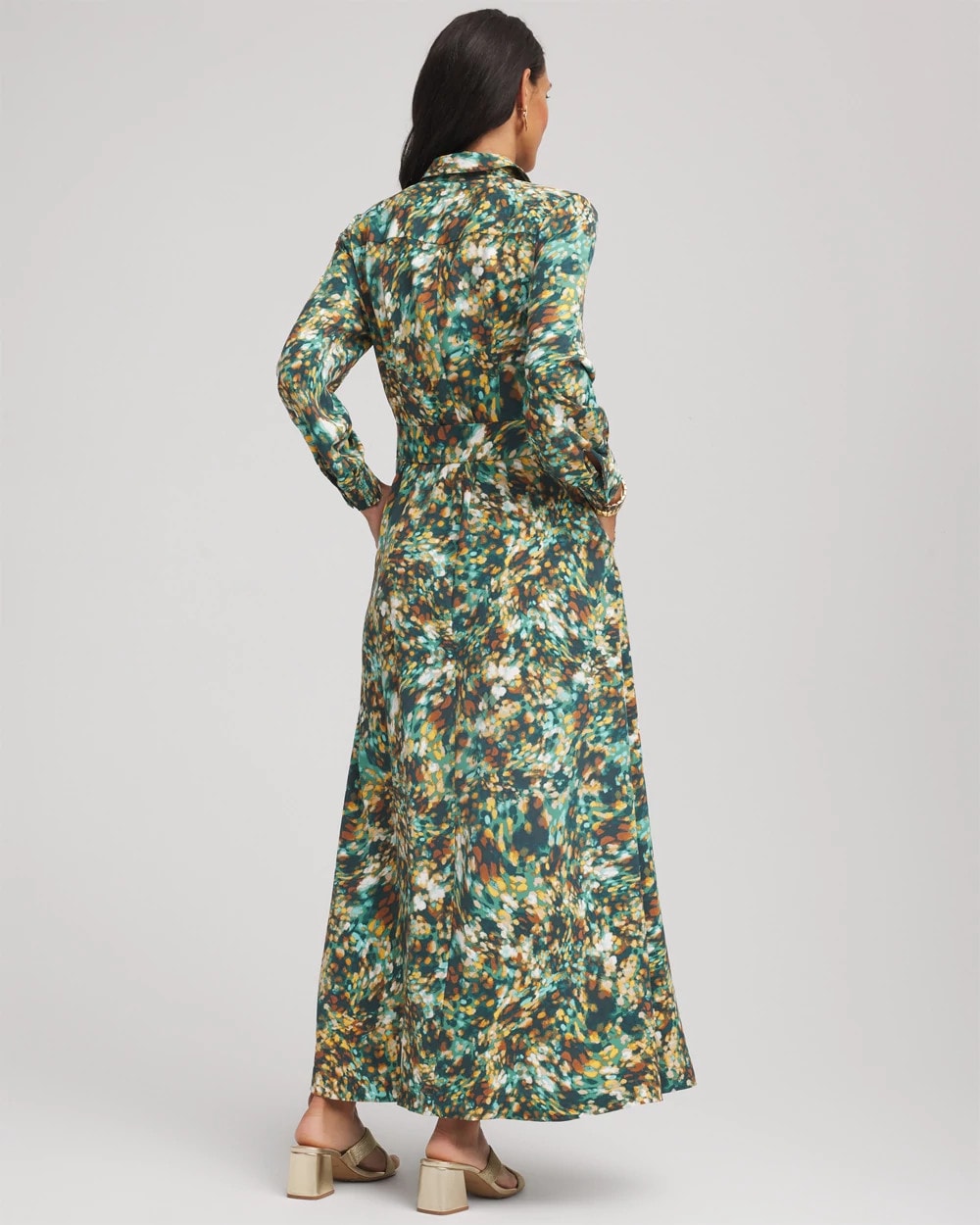 Printed Long-Sleeved Shirtdress Darkest Spruce - Chico's