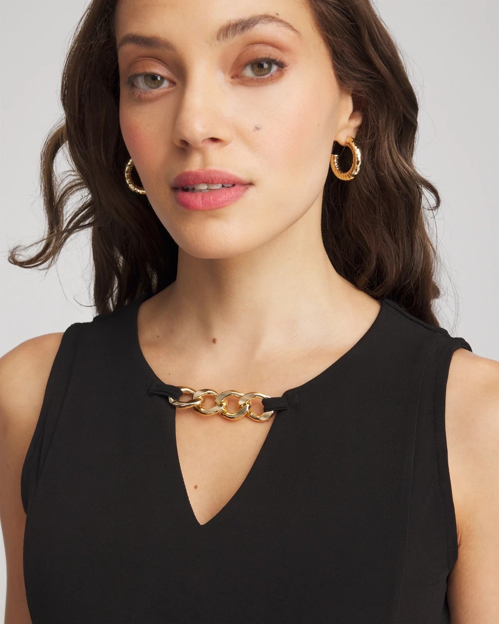 Travelers™ Jersey Knit Chain-Trim Jumpsuit Black - Chico's