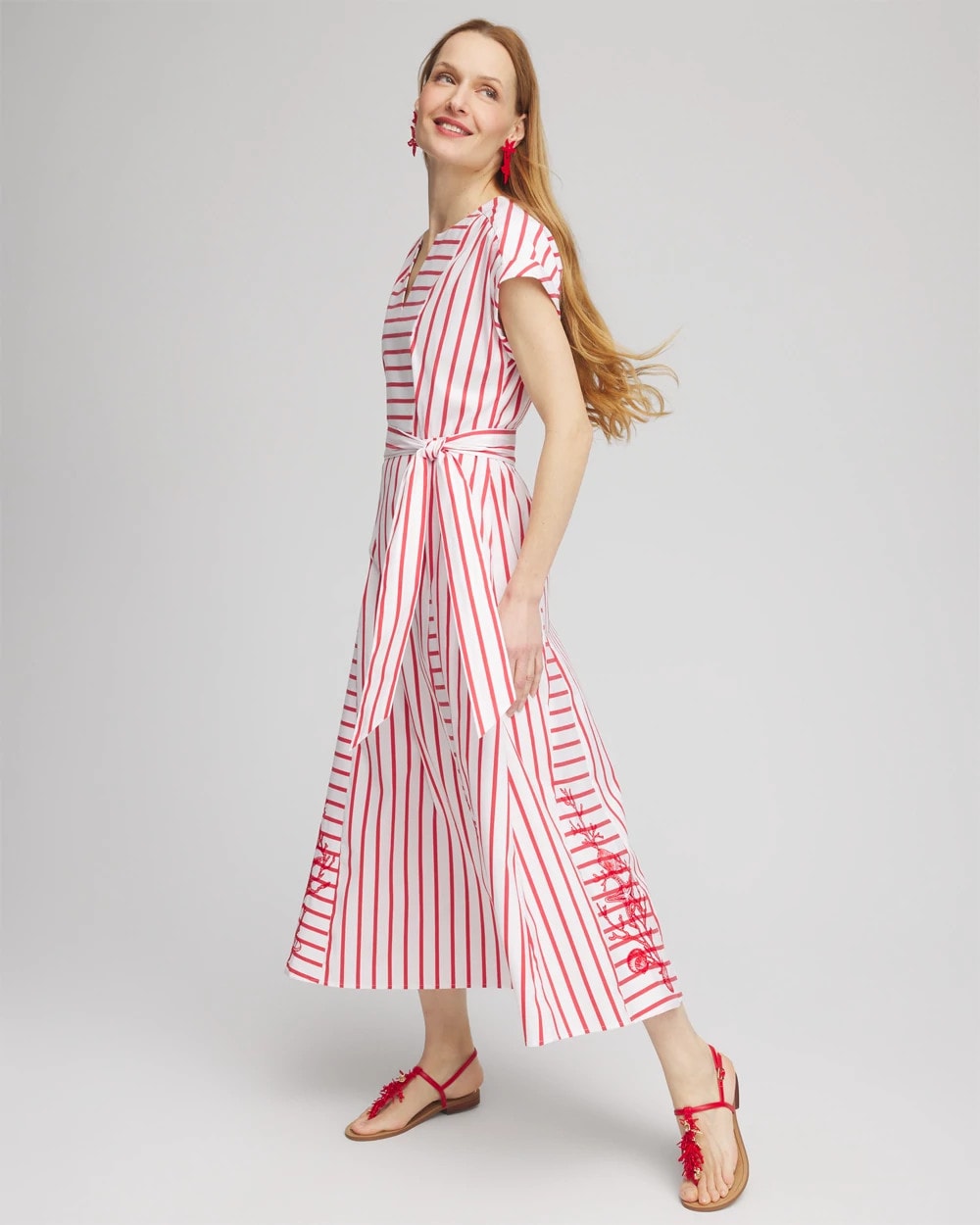 Embroidered Godet Striped Maxi Dress Alabaster - Chico's