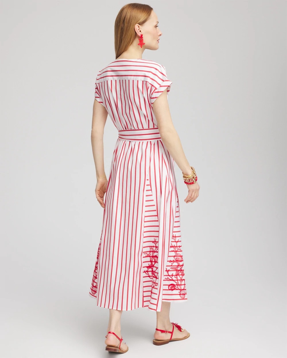 Embroidered Godet Striped Maxi Dress Alabaster - Chico's