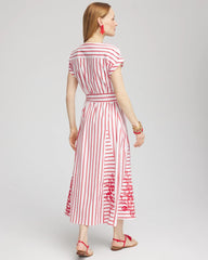 Embroidered Godet Striped Maxi Dress Alabaster - Chico's
