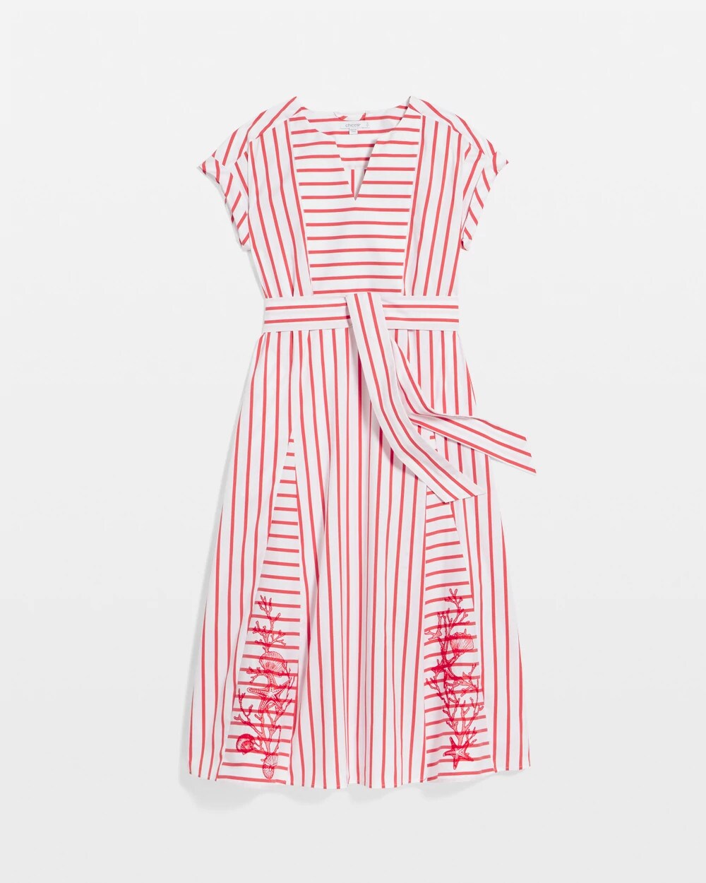 Embroidered Godet Striped Maxi Dress Alabaster - Chico's
