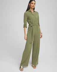 Belted Jersey Maxi Jumpsuit Rustic Olive - Chico's