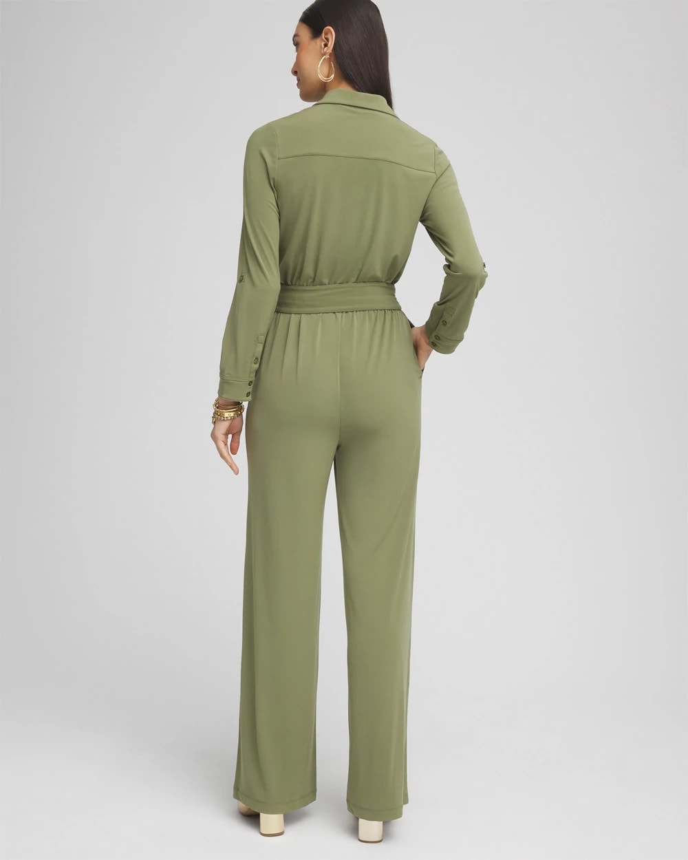 Belted Jersey Maxi Jumpsuit Rustic Olive - Chico's