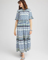 Flutter-Sleeved Maxi Dress Seaport Blue - Chico's