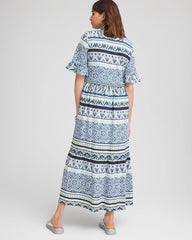 Flutter-Sleeved Maxi Dress Seaport Blue - Chico's