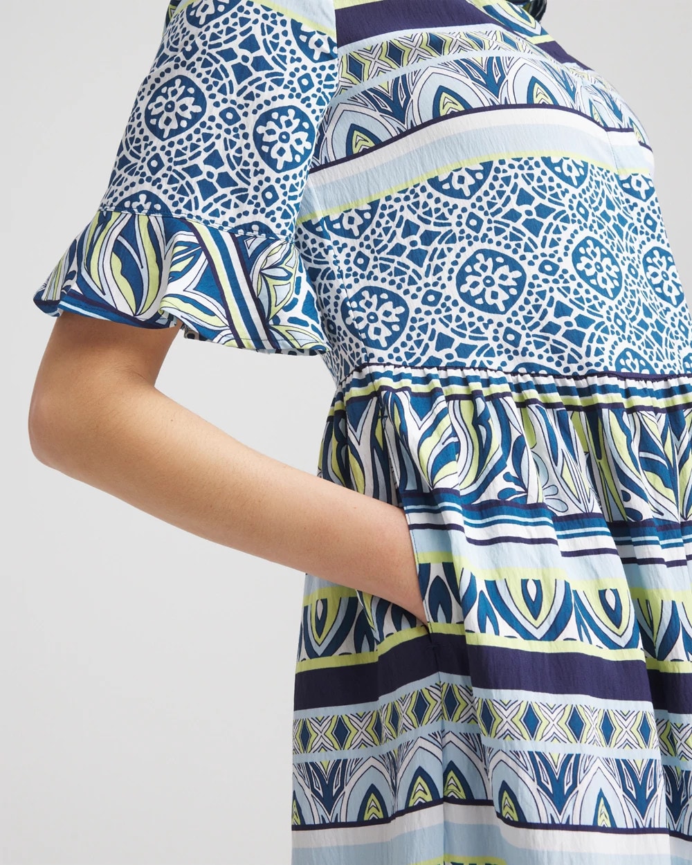 Flutter-Sleeved Maxi Dress Seaport Blue - Chico's