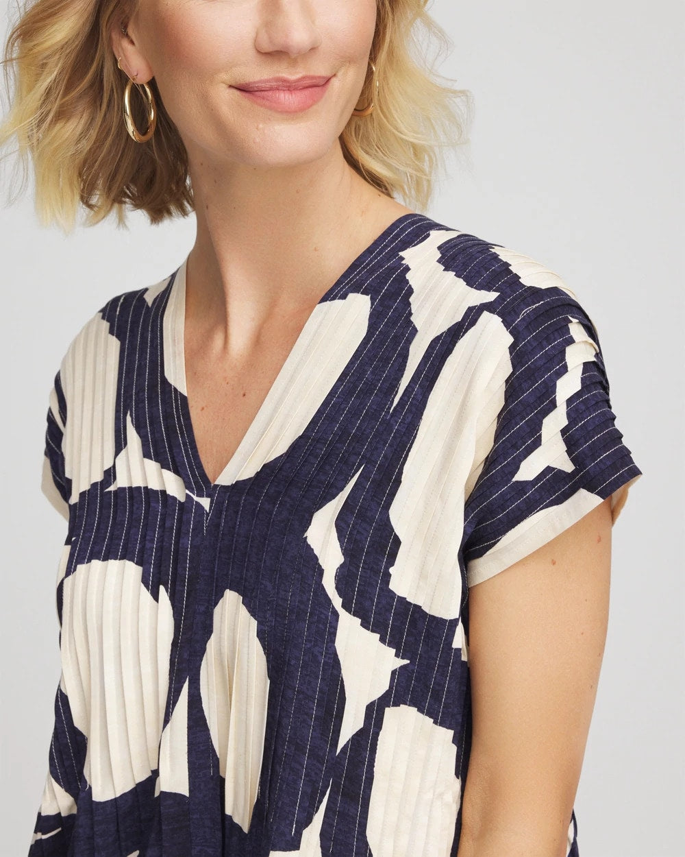 Printed Silk-Twill Popover Midi Dress Passport Blue - Chico's