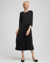Satin-Knit Pleated Maxi Dress Black - Chico's