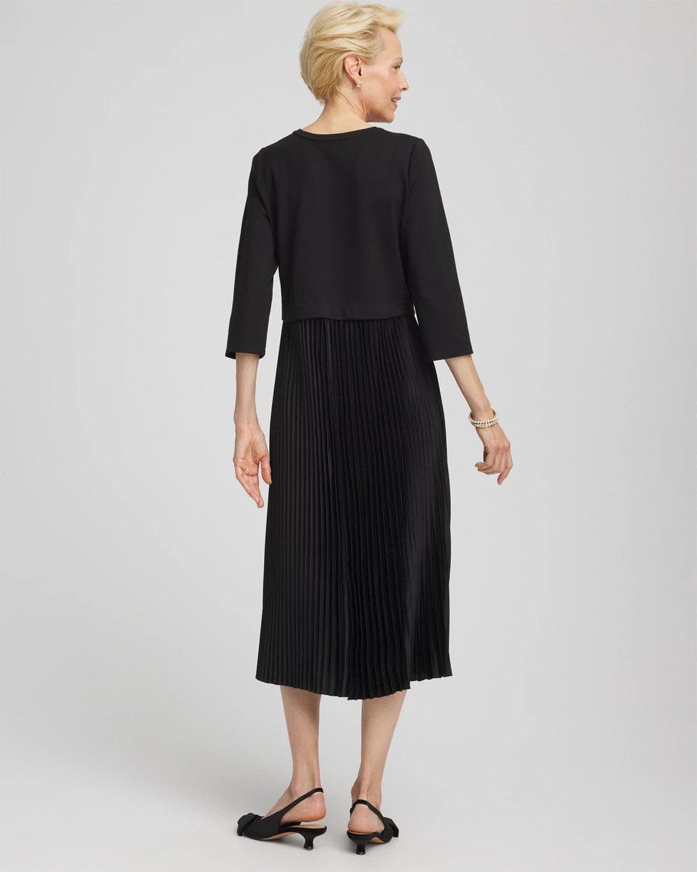 Satin-Knit Pleated Maxi Dress Black - Chico's